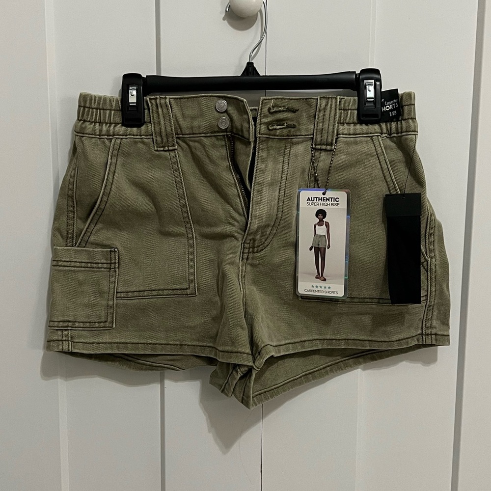 (SOLD) Simple Society Super High Rise Carpenter Green Shorts